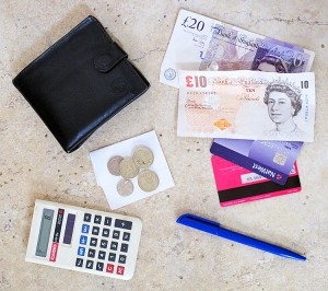 Wallet, notes and pen